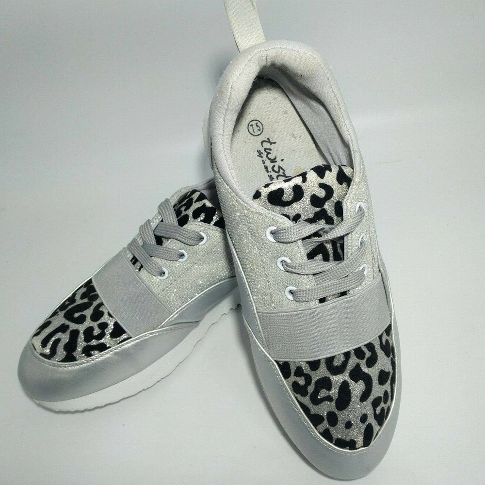 Twisted Slip in & Step Out Glitter Silver / Black Ladies Shoe Size 7.5